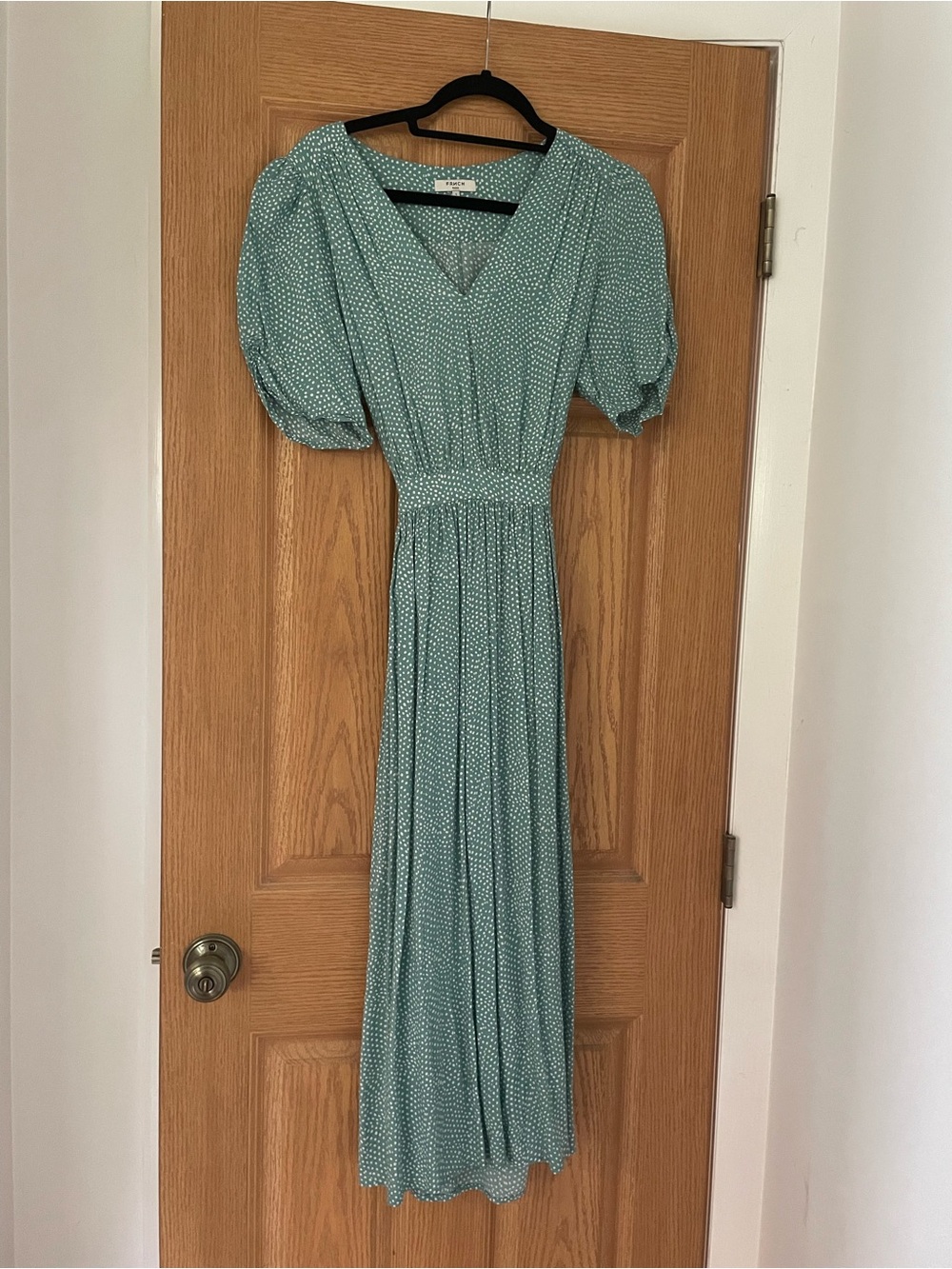 FRNCH Mint Green Polka Dot V-Neck Maxi Dress